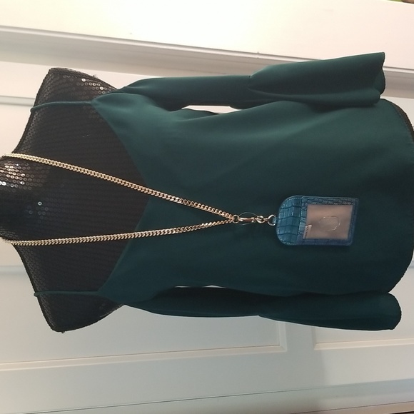 SOLD! NWT!Brahmin Stevie Blue Topaz Croc Embossed Leather ID Card Case Lanyard - Picture 3 of 15